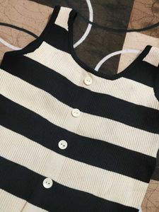 Striped Knit Button-Up Tank Top