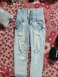 High Waisted Ripped Jeans