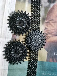 Black Beaded Choker Necklace &amp; Earring Set