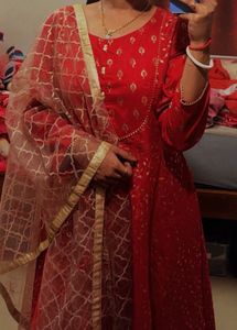 Sparkling Red Anarkali 🥰😍