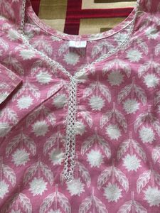 Pink Block Print Kurta