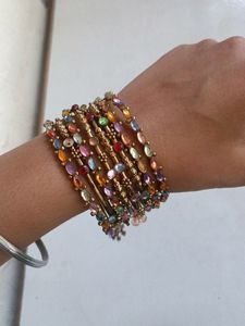Multicolored Metal Bangles with stone work