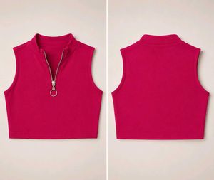 Sleeveless Zip-Up Pink Top
