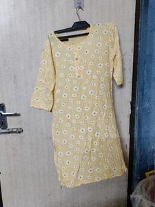 Yellow floral print kurta