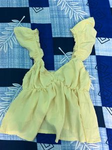 Cute Yellow Ruffle Strap Tank Top