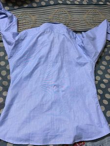 Unisex Blue Striped Formal Shirt
