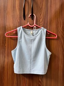 Sky blue Solid crop top