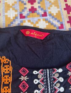 Embroidered Black Tunic Top