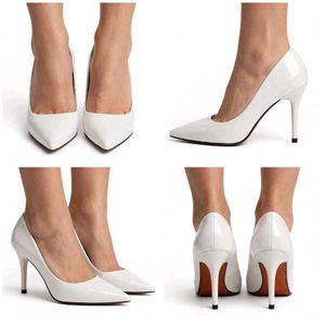 LINABU SHOES Elegant White Patent Heels