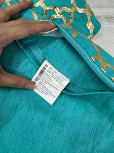 Stylish Teal &amp; Gold Pillow Cover 20x20cms