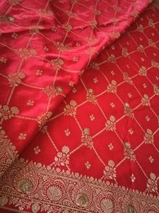 Red Embroidered banarasi jaal butti Saree