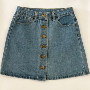 Denim Button-Up Skirt