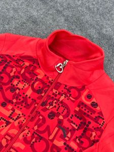 Vibrant Red Graphic Track Jacket