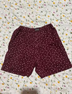 Maroon Boxer Shorts with White Print