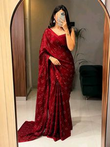 Elegant Satine Silk Saree with sequence work