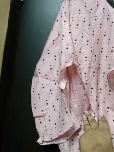 Chic Pink Polka Dot Ruffle Top