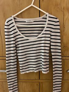 Striped Long Sleeve Crop Top