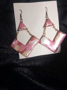 Pink Swirl Statement Earrings