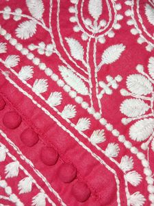 Beautiful Red Kurta with White Embroidery