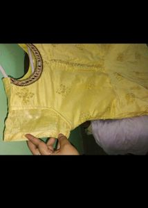 Ethnic Haldi Gown/ Cotton Silk With Free Dupatta