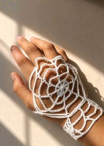 Crochet spiderweb Fingerless Gloves