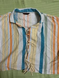 Striped Tie-Up Kurta Top