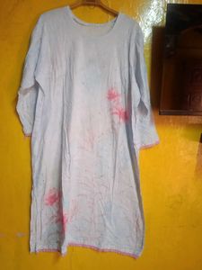 Light Blue Floral Kurta Set Dupatta damege