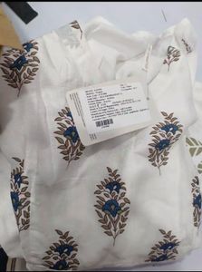 Elegant White Kurta Set with Blue Prints