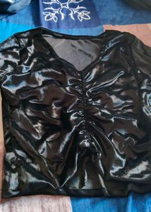 Stylish Black Velvet Crop Top
