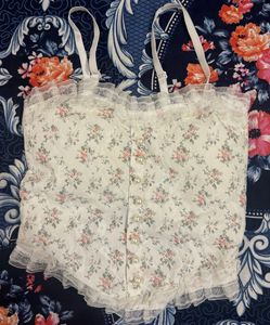 Floral padded Lace Trim Cami Top