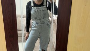 Ripped Denim Overalls