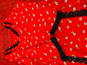 Red Printed Kurta with Black Bottom