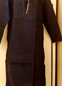 Elegant Manyavar brand navy blue Striped Kurta