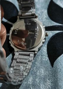 Stylish silver-tone skeleton non automatic watch w