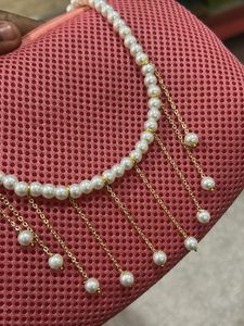 Elegant Pearl Necklace with Gold Chain