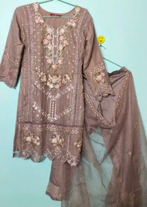 Embroidered Kurta Set with Dupatta
