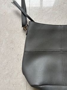 Chic Grey Faux Leather Crossbody Bag