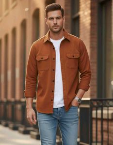 Rust Brown Casual Overshirt for Men | Premium Cott