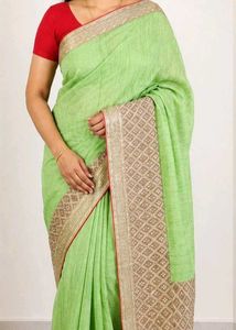 Green Saree with Embellished Border