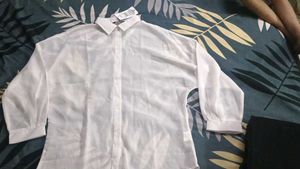 Sheer White Button-Up Blouse