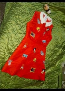 Unique Red Embroidered Dress