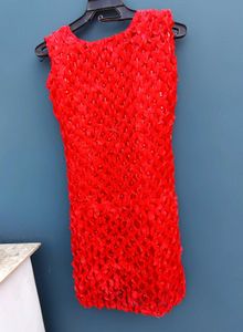 Red Floral Sleeveless Mini Dress