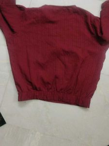 Maroon Twist Front Long Sleeve Top