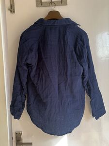 Classic Blue Button-Up linen Shirt