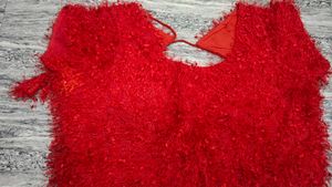 Vibrant Red Textured Blouse