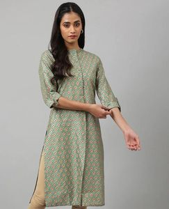 Green Printed Kurta