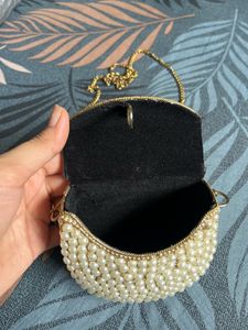 Elegant Pearl Embellished Mini Sling Bag