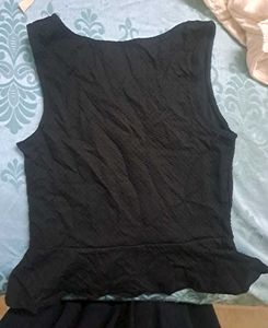 Chic Black Textured Peplum Top