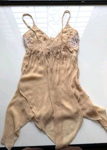 Sheer jet Lace Trim Cami Top