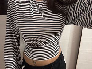 H&M Striped Bell Sleeve Top